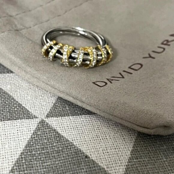 David Yurman Silver and Gold Ring sz8 - Picture 2 of 5